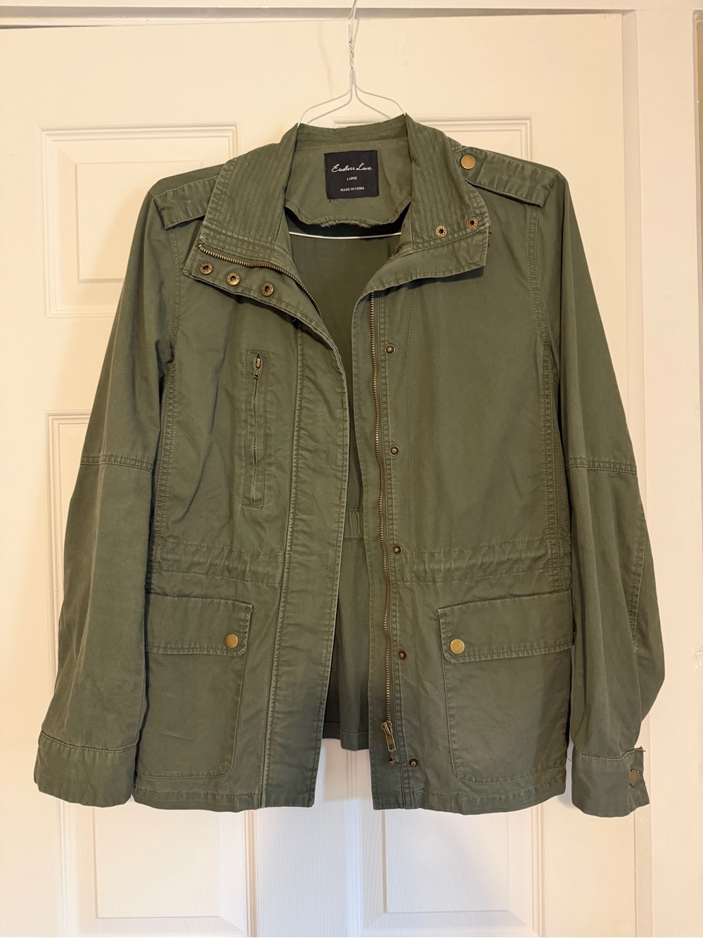Olive Utility Jacket with Multiple Pockets